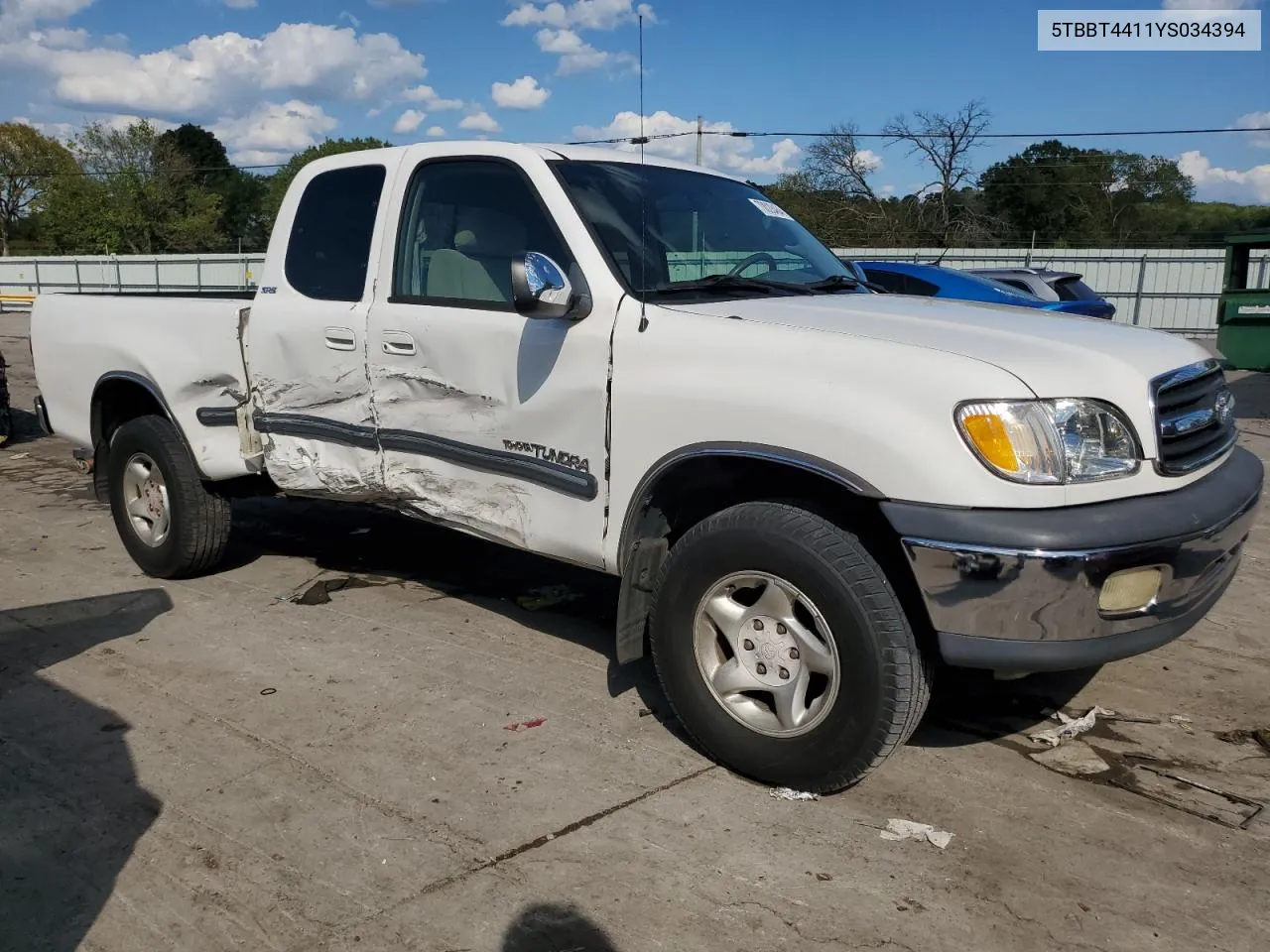 2000 Toyota Tundra Access Cab VIN: 5TBBT4411YS034394 Lot: 70028464