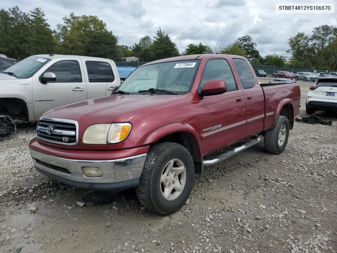 2000 Toyota Tundra Access Cab Limited VIN: 5TBBT4812YS106570 Lot: 71772644