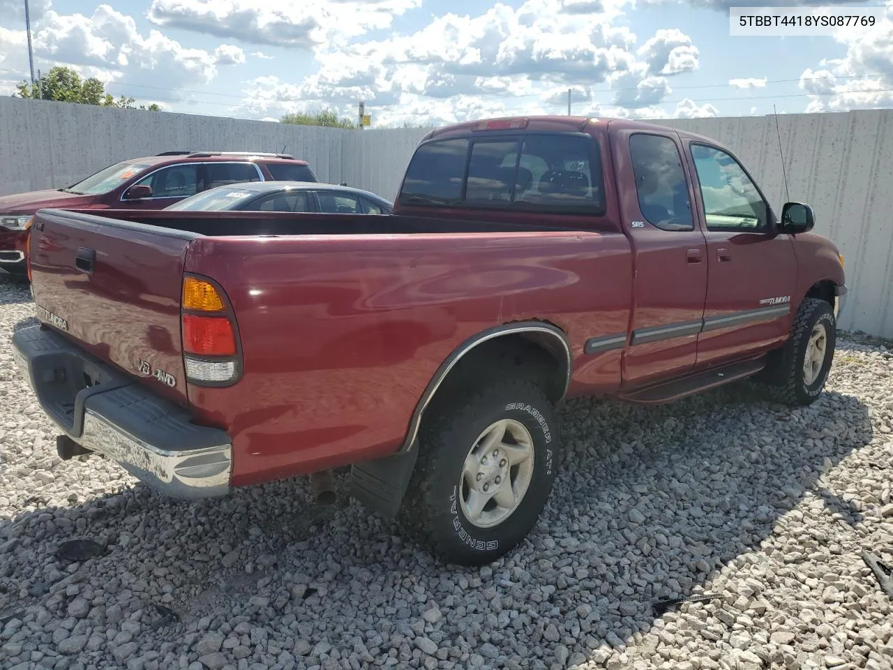 2000 Toyota Tundra Access Cab VIN: 5TBBT4418YS087769 Lot: 72215134