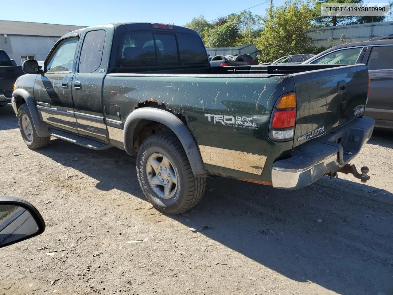 2000 Toyota Tundra Access Cab VIN: 5TBBT4419YS050990 Lot: 73011454