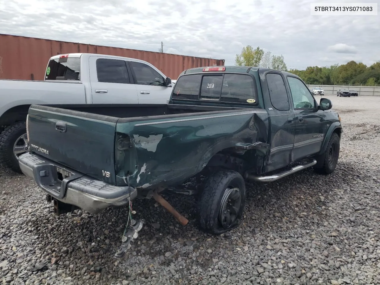 2000 Toyota Tundra Access Cab VIN: 5TBRT3413YS071083 Lot: 74051194