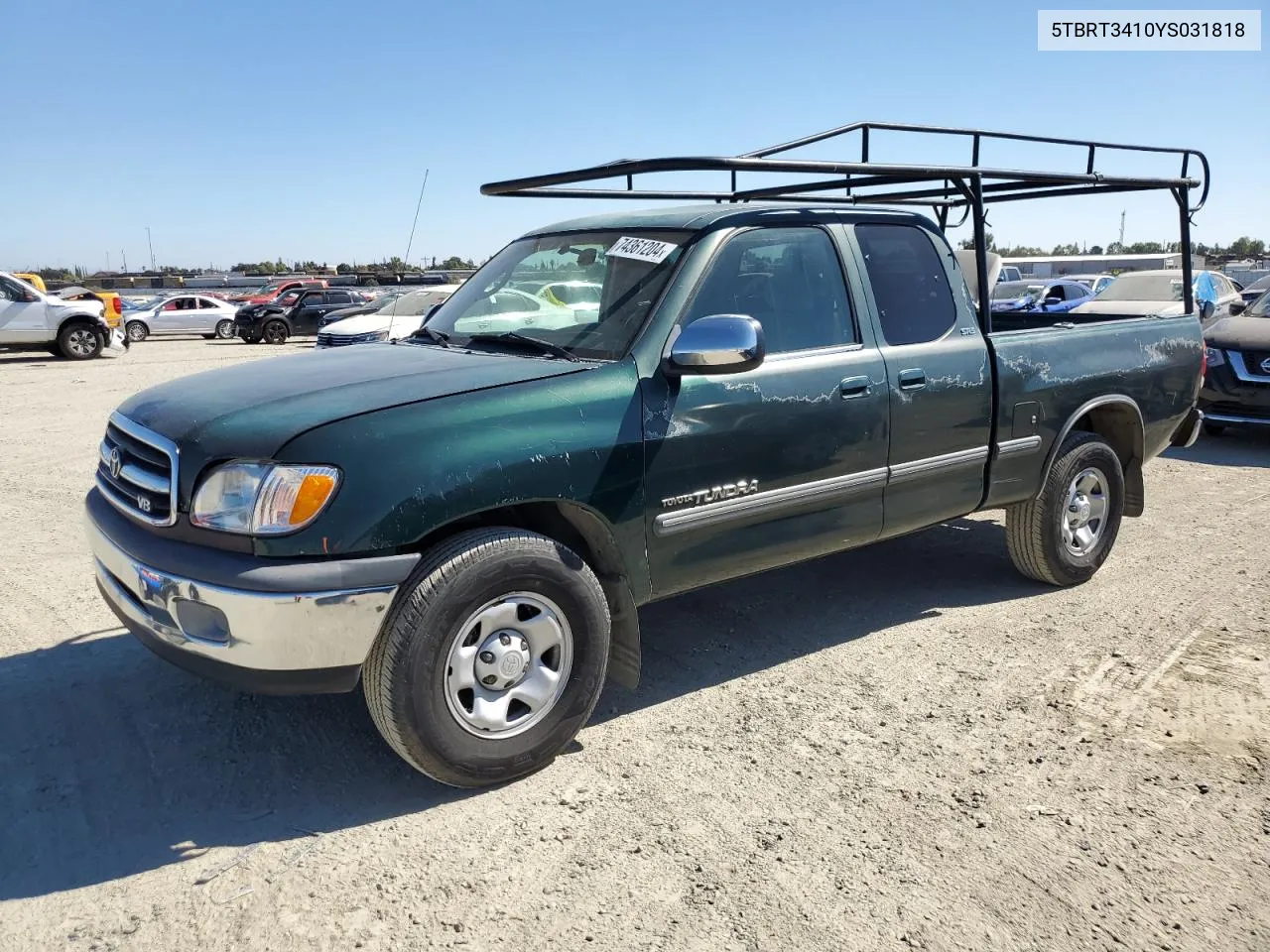 2000 Toyota Tundra Access Cab VIN: 5TBRT3410YS031818 Lot: 74361204