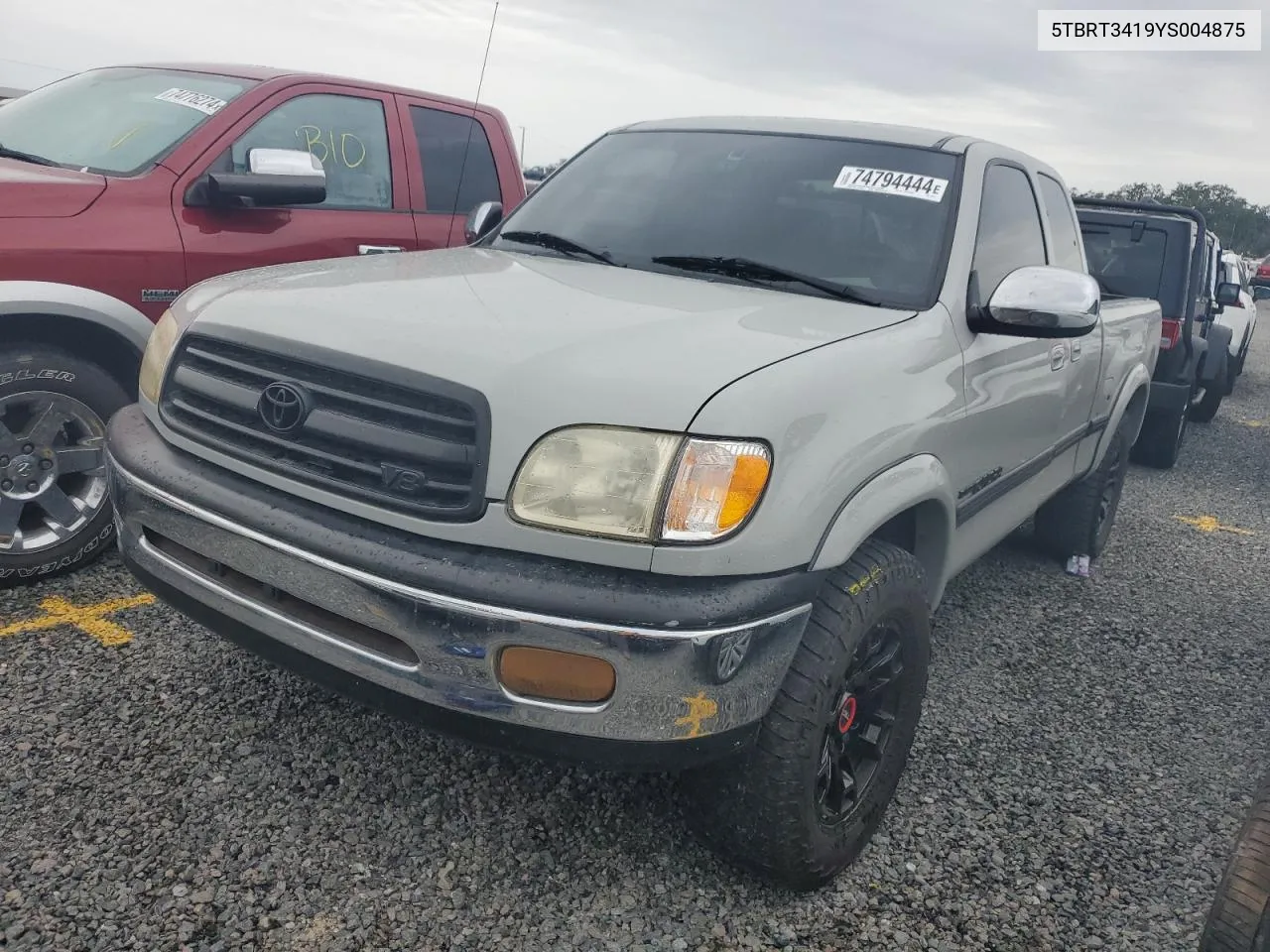 2000 Toyota Tundra Access Cab VIN: 5TBRT3419YS004875 Lot: 74794444