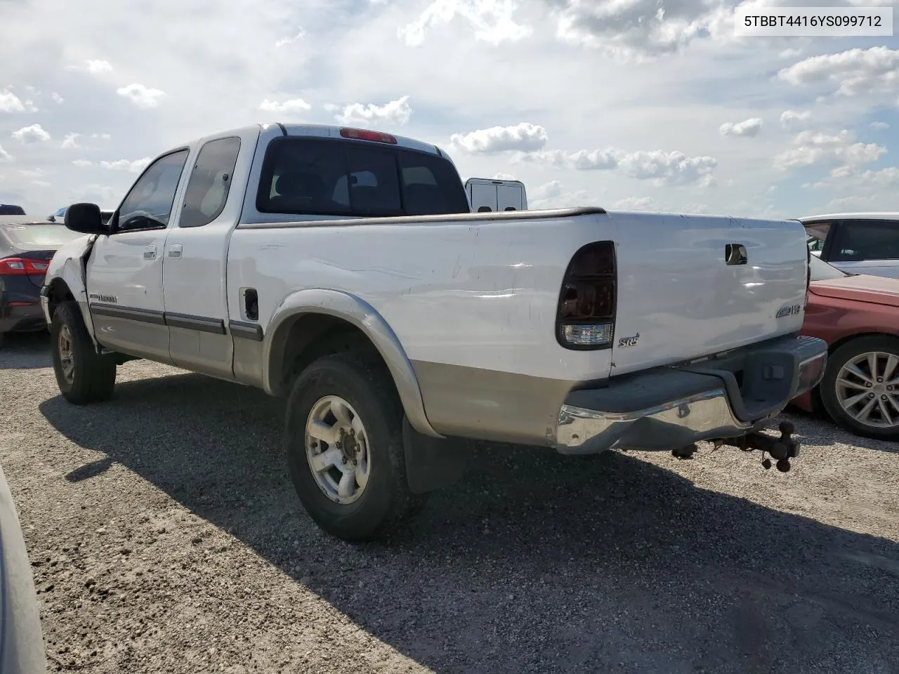 2000 Toyota Tundra Access Cab VIN: 5TBBT4416YS099712 Lot: 75047054