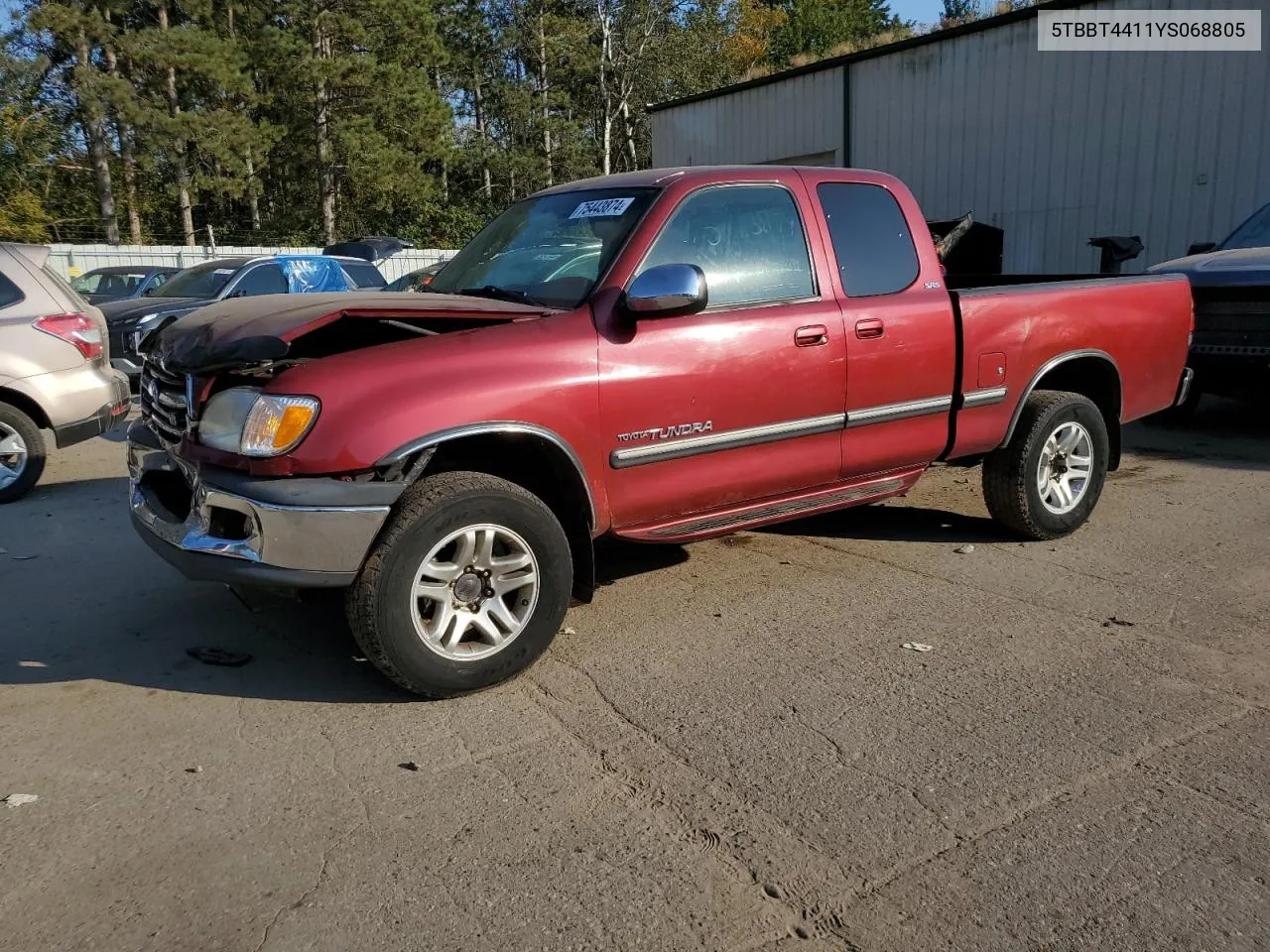 2000 Toyota Tundra Access Cab VIN: 5TBBT4411YS068805 Lot: 75443874