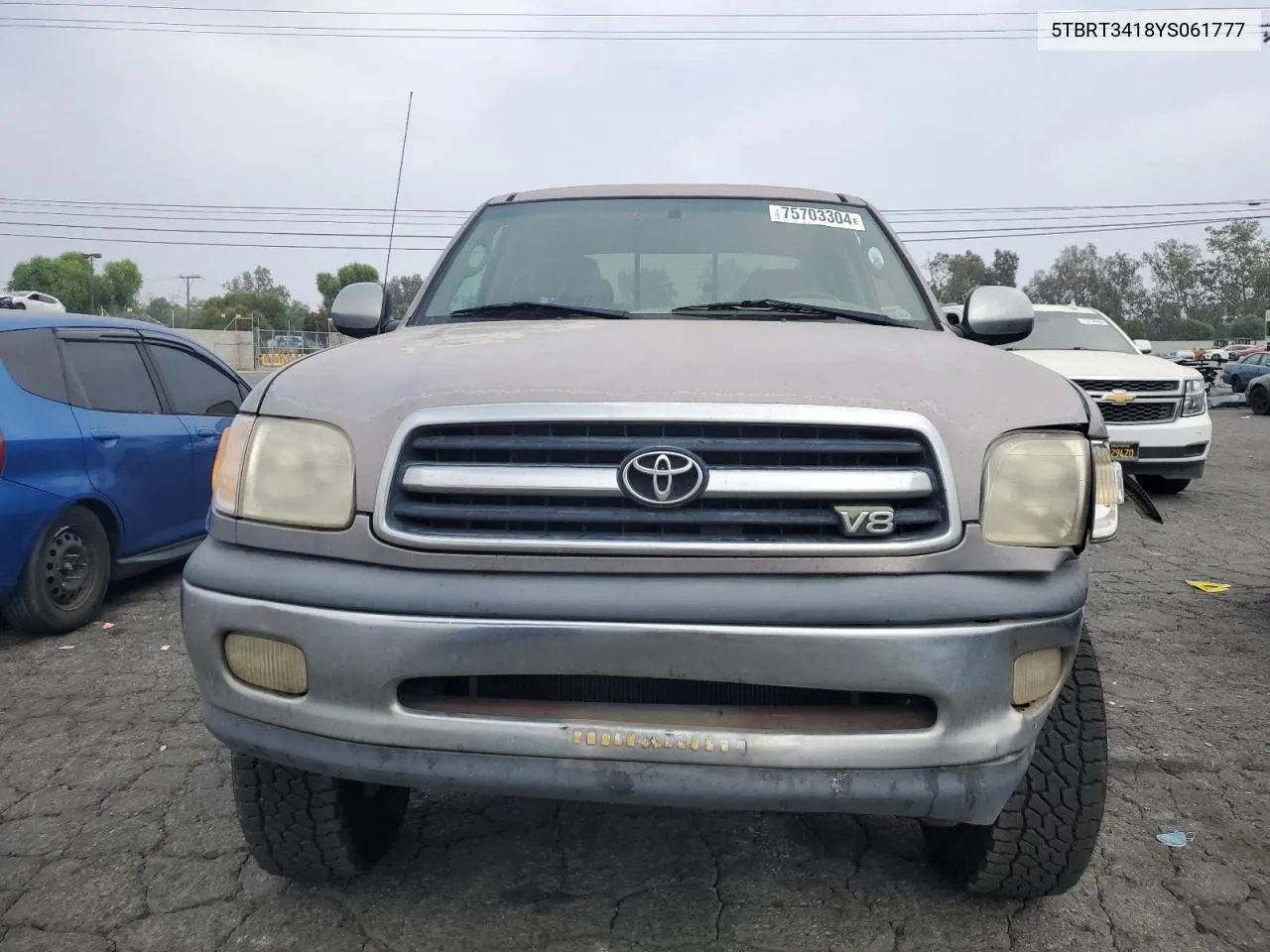 2000 Toyota Tundra Access Cab VIN: 5TBRT3418YS061777 Lot: 75703304