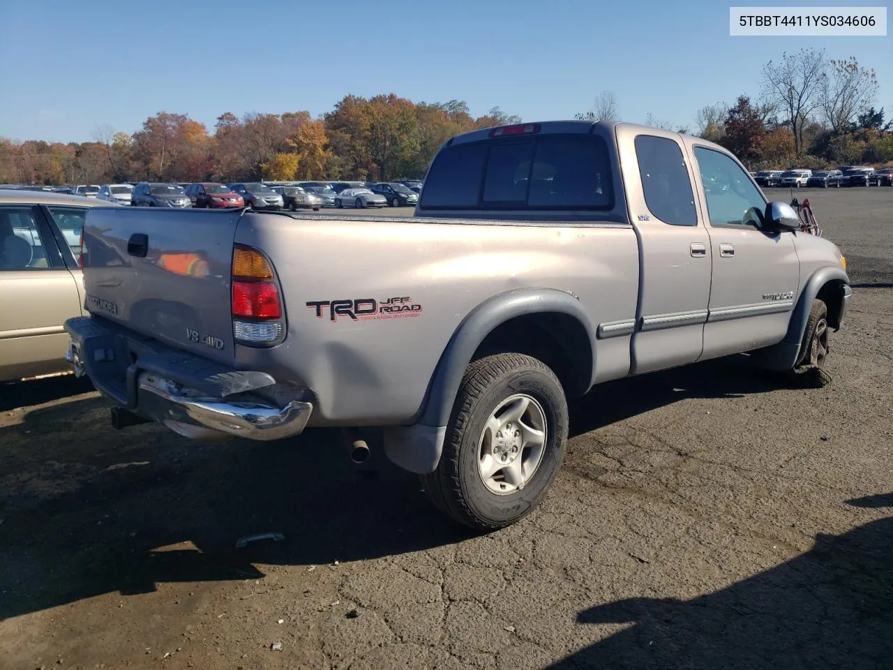 2000 Toyota Tundra Access Cab VIN: 5TBBT4411YS034606 Lot: 76871104