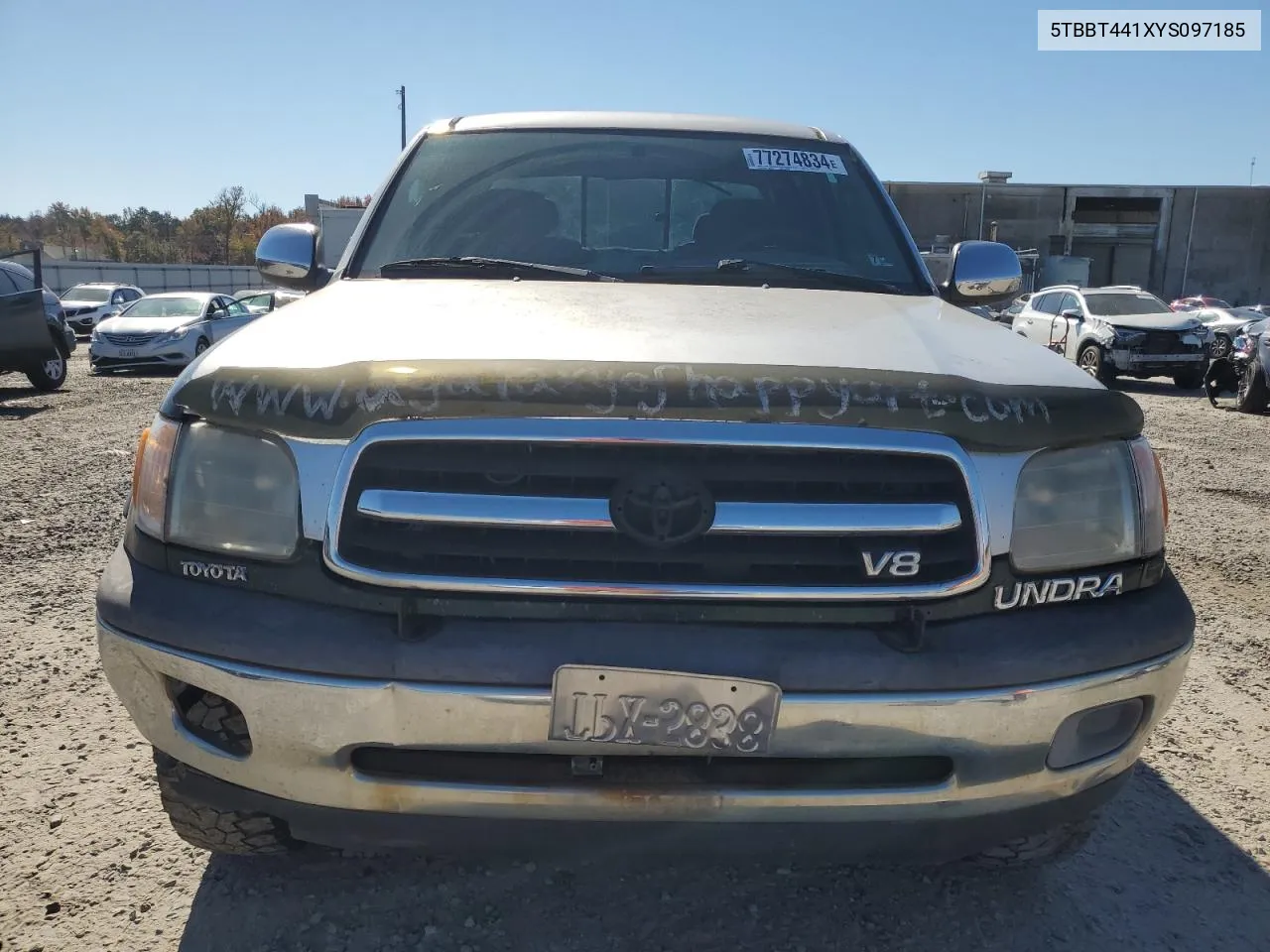 2000 Toyota Tundra Access Cab VIN: 5TBBT441XYS097185 Lot: 77274834