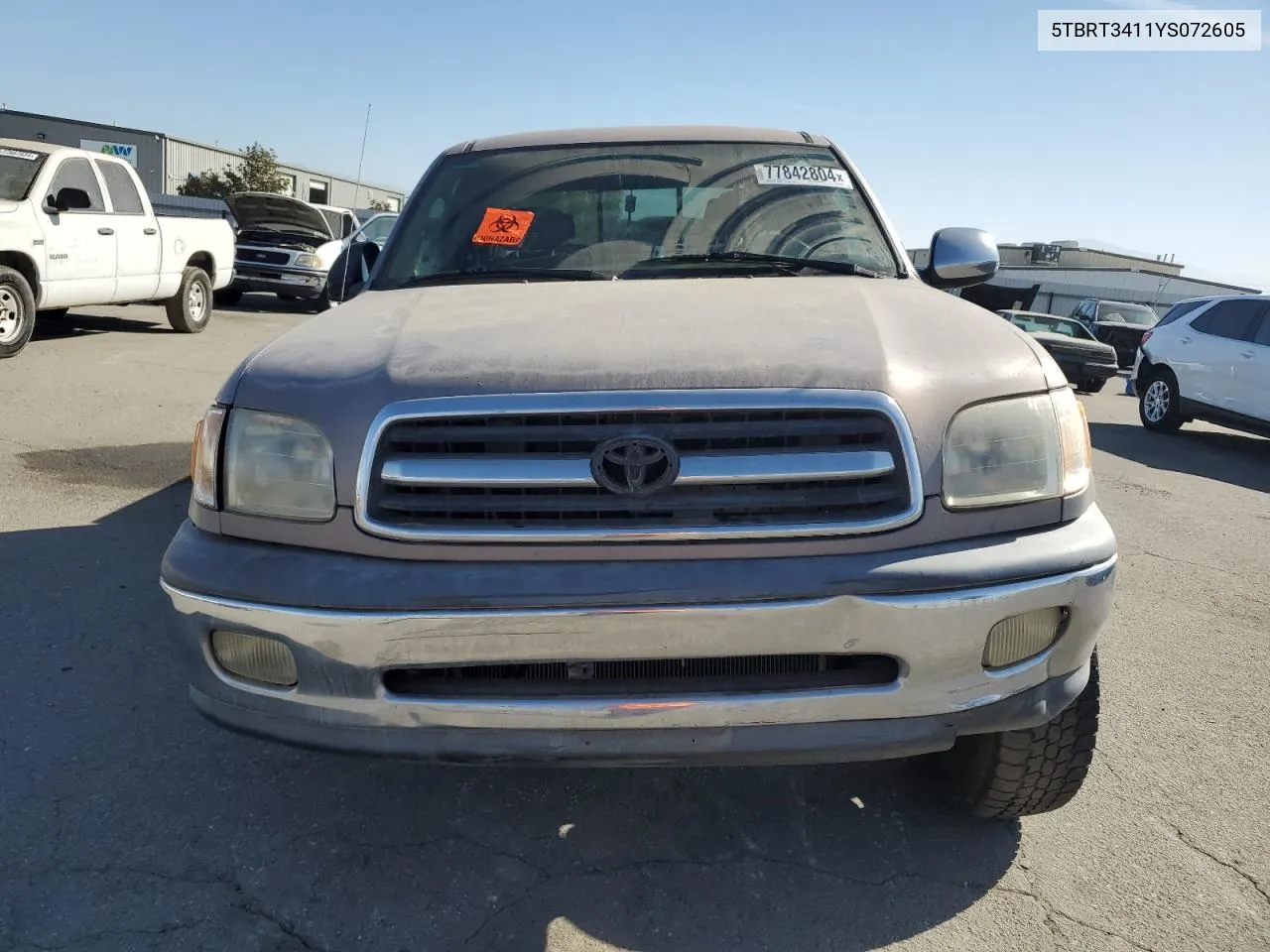 2000 Toyota Tundra Access Cab VIN: 5TBRT3411YS072605 Lot: 77842804