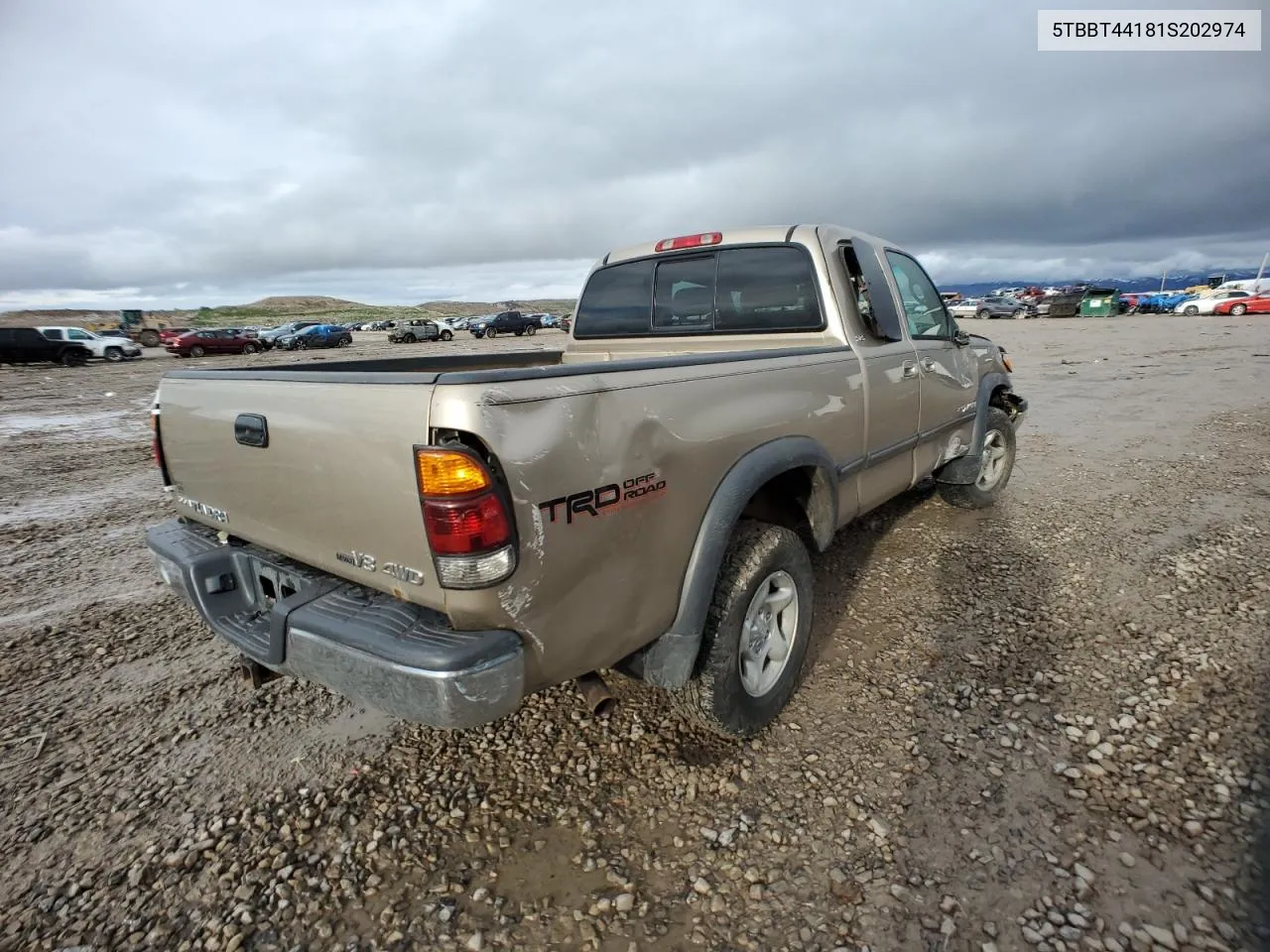 2001 Toyota Tundra Access Cab VIN: 5TBBT44181S202974 Lot: 43687724