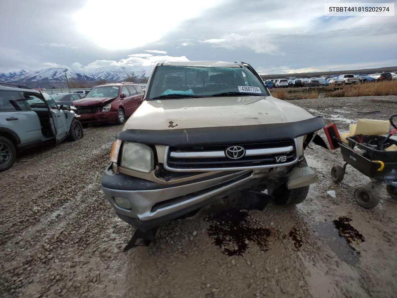 2001 Toyota Tundra Access Cab VIN: 5TBBT44181S202974 Lot: 43687724