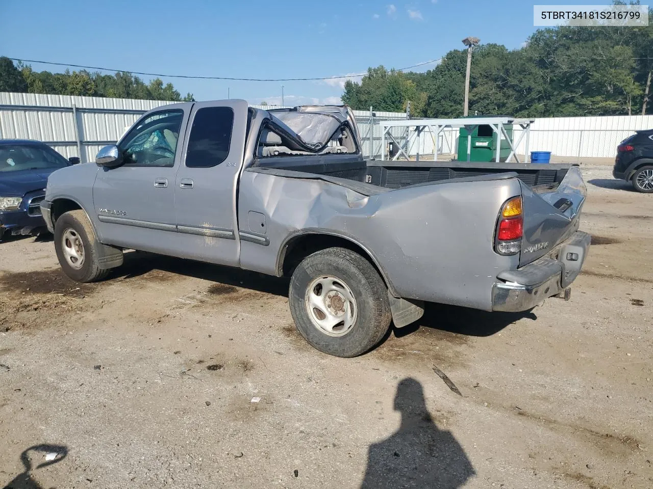 2001 Toyota Tundra Access Cab VIN: 5TBRT34181S216799 Lot: 74276644