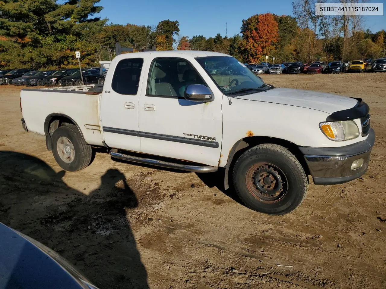 2001 Toyota Tundra Access Cab VIN: 5TBBT44111S187024 Lot: 75744594