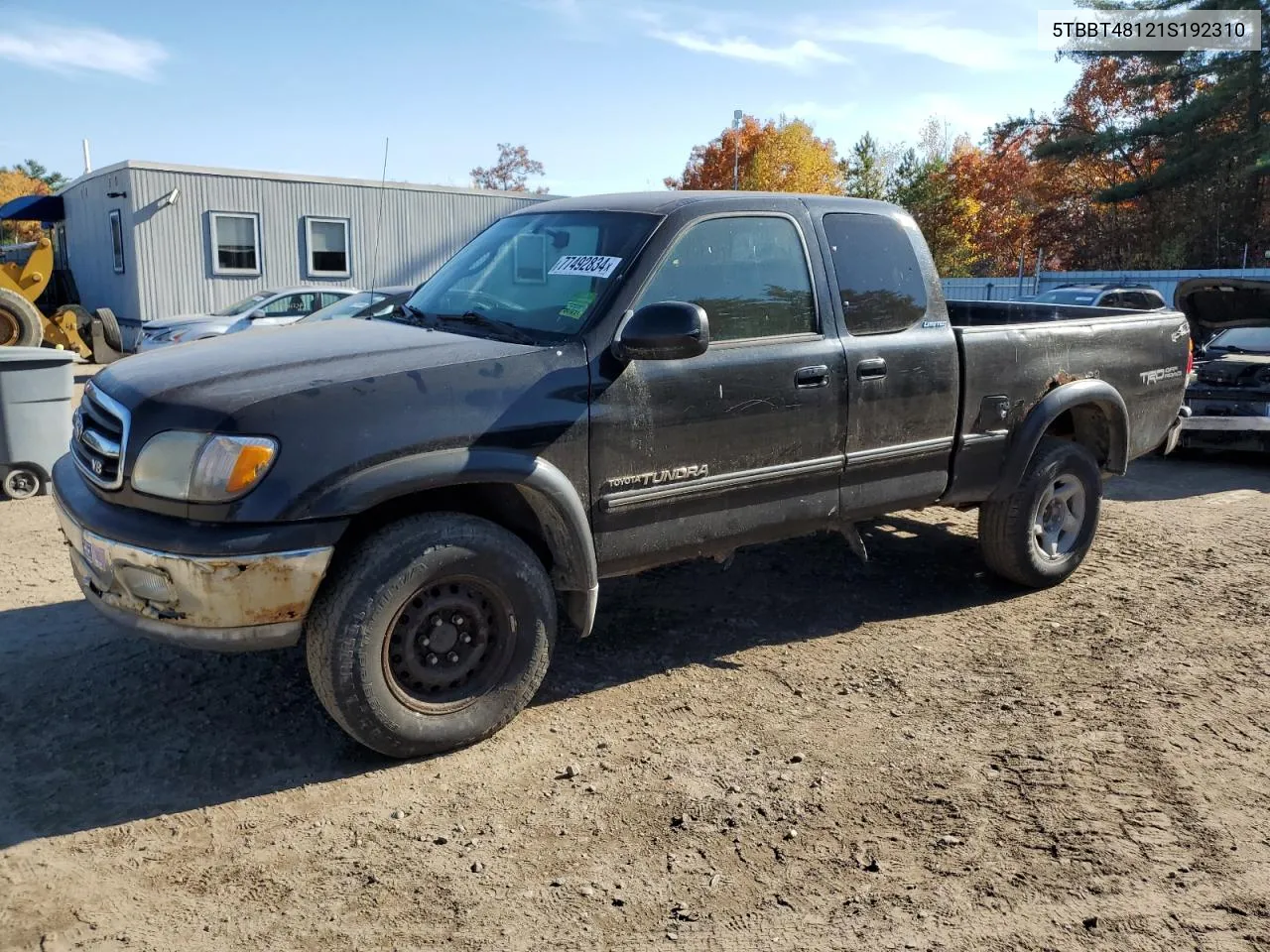 2001 Toyota Tundra Access Cab Limited VIN: 5TBBT48121S192310 Lot: 77492834