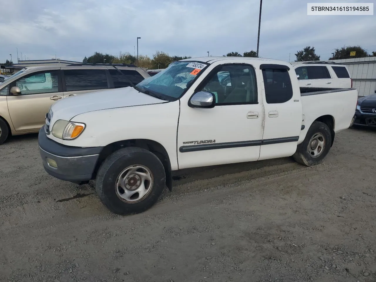 2001 Toyota Tundra Access Cab Sr5 VIN: 5TBRN34161S194585 Lot: 77493734