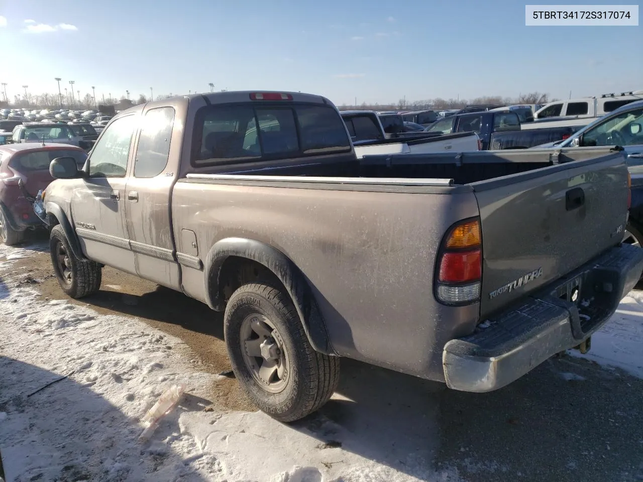 2002 Toyota Tundra Access Cab VIN: 5TBRT34172S317074 Lot: 37269454