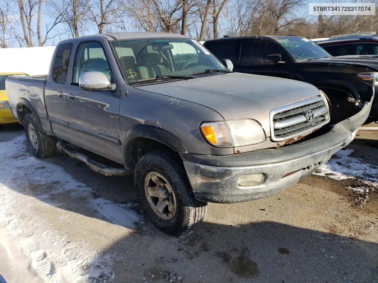 2002 Toyota Tundra Access Cab VIN: 5TBRT34172S317074 Lot: 37269454