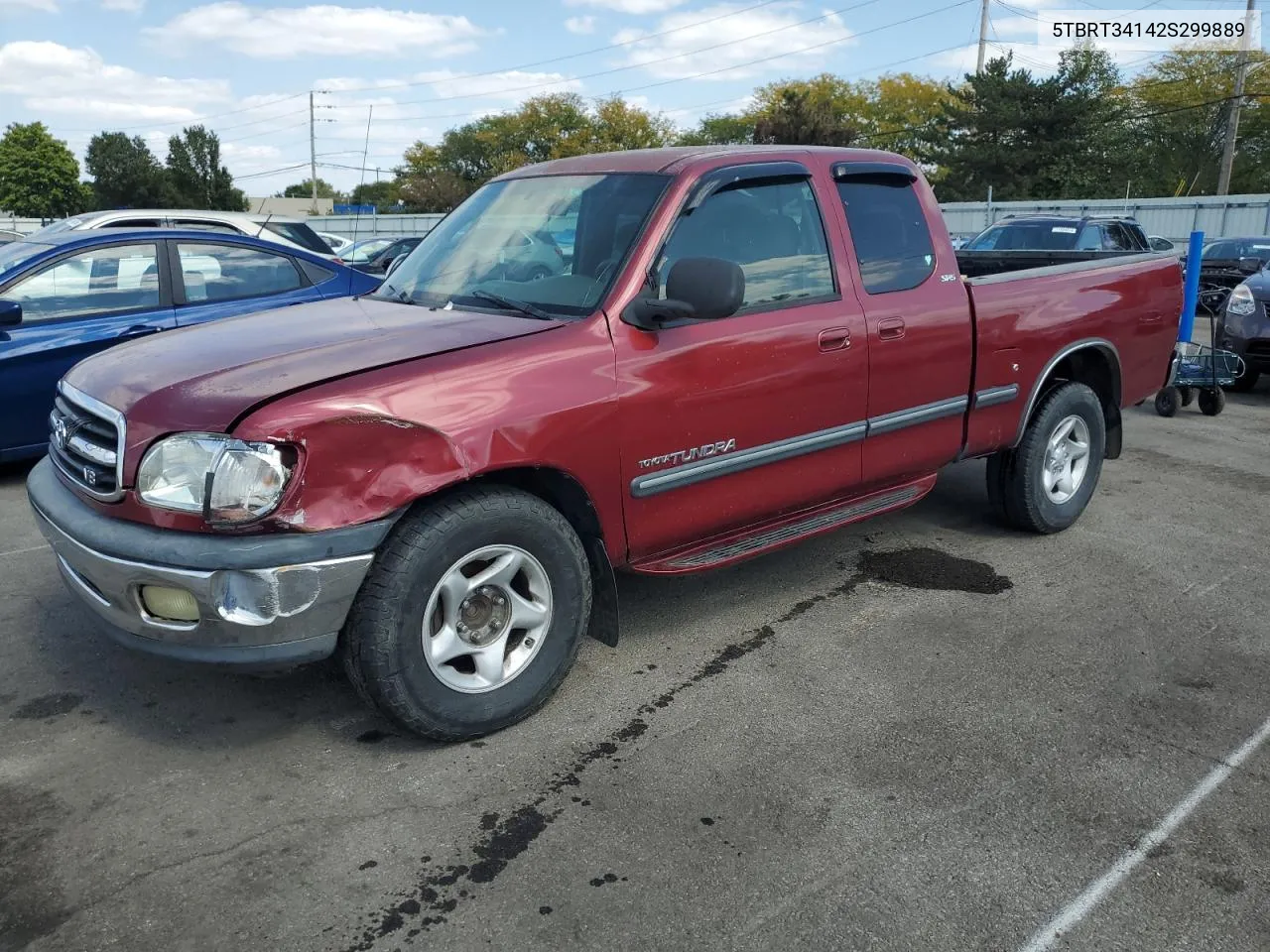 2002 Toyota Tundra Access Cab VIN: 5TBRT34142S299889 Lot: 71885664