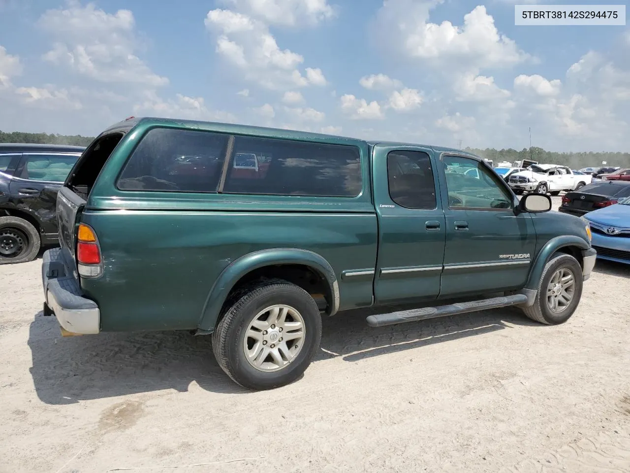 2002 Toyota Tundra Access Cab Limited VIN: 5TBRT38142S294475 Lot: 72243814