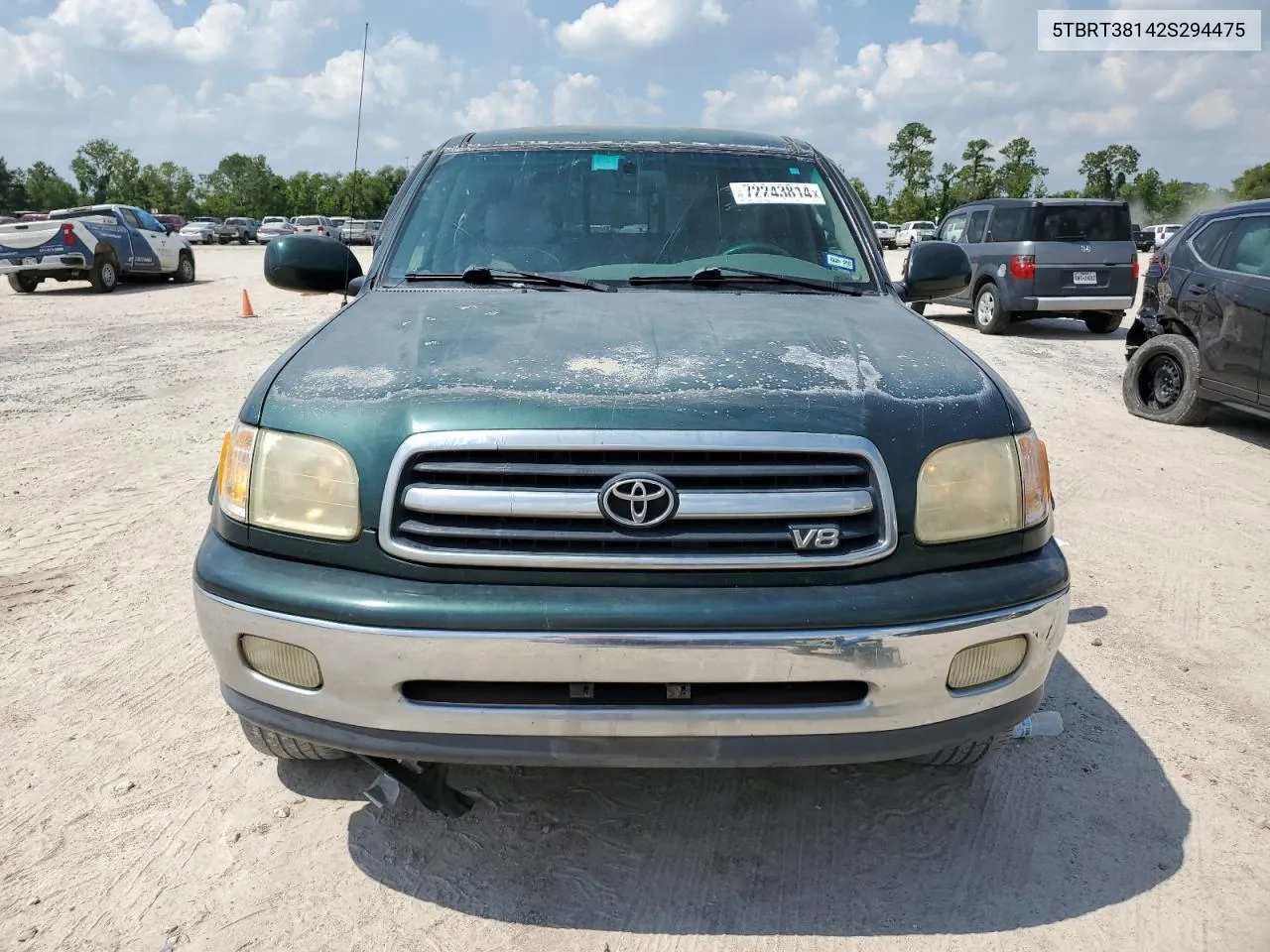 2002 Toyota Tundra Access Cab Limited VIN: 5TBRT38142S294475 Lot: 72243814