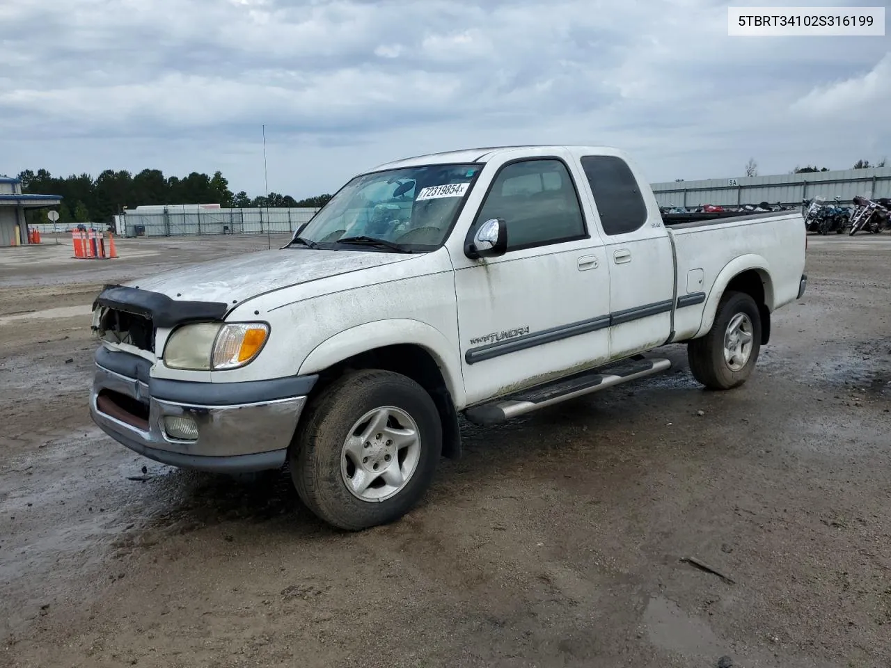 2002 Toyota Tundra Access Cab VIN: 5TBRT34102S316199 Lot: 72319854