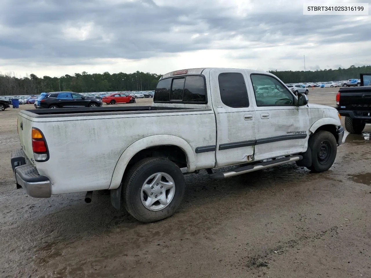 2002 Toyota Tundra Access Cab VIN: 5TBRT34102S316199 Lot: 72319854