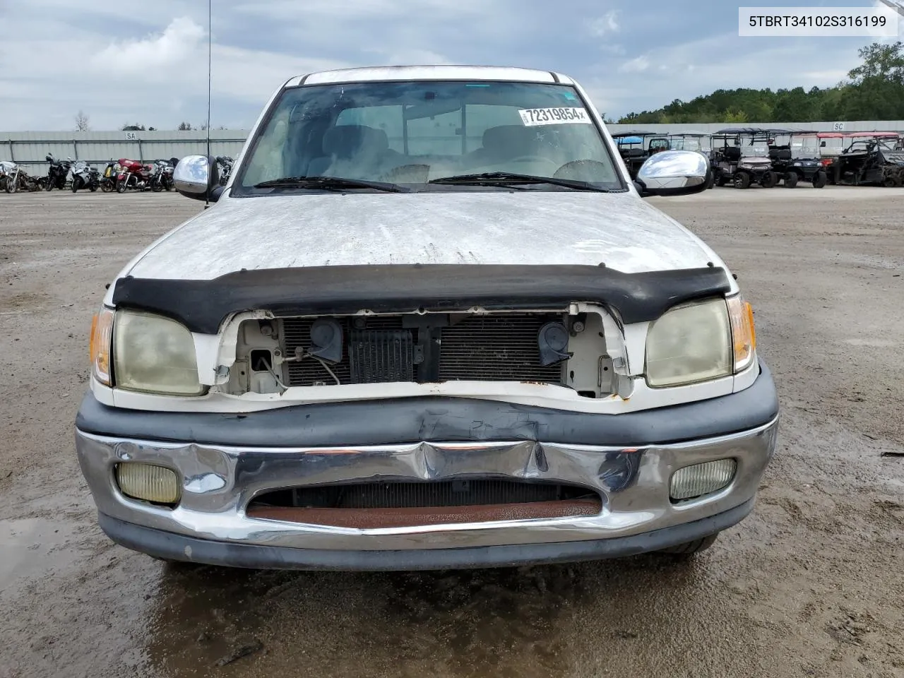 2002 Toyota Tundra Access Cab VIN: 5TBRT34102S316199 Lot: 72319854