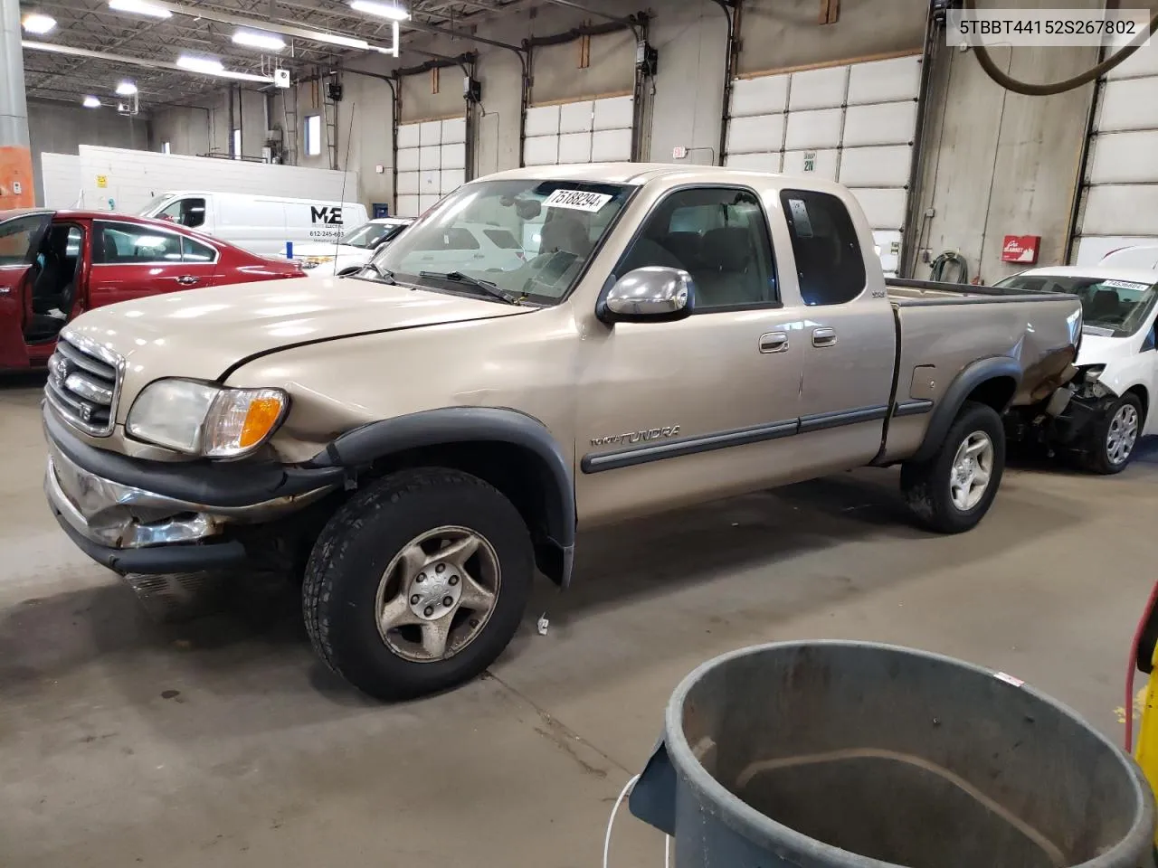 2002 Toyota Tundra Access Cab VIN: 5TBBT44152S267802 Lot: 75188294