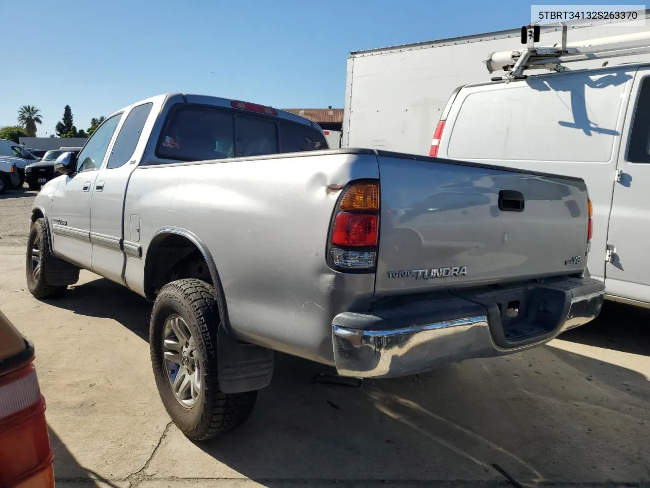 2002 Toyota Tundra Access Cab VIN: 5TBRT34132S263370 Lot: 75500474