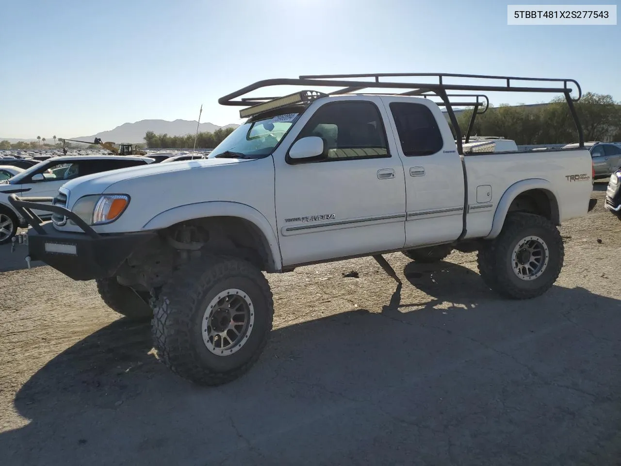 2002 Toyota Tundra Access Cab Limited VIN: 5TBBT481X2S277543 Lot: 75960894