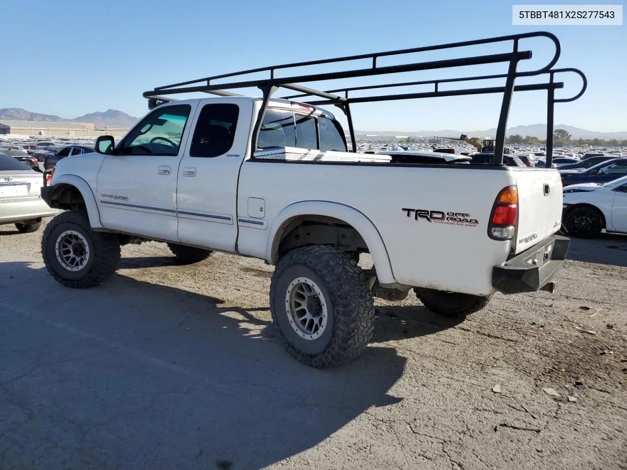 2002 Toyota Tundra Access Cab Limited VIN: 5TBBT481X2S277543 Lot: 75960894