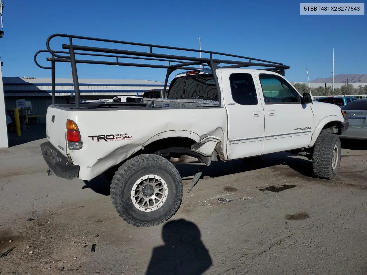 2002 Toyota Tundra Access Cab Limited VIN: 5TBBT481X2S277543 Lot: 75960894