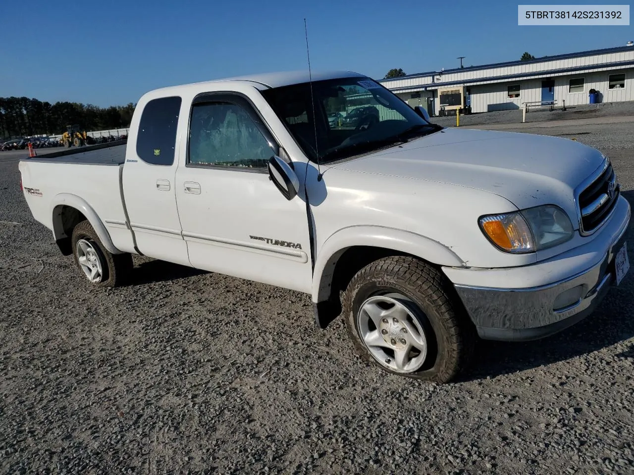 2002 Toyota Tundra Access Cab Limited VIN: 5TBRT38142S231392 Lot: 76306124