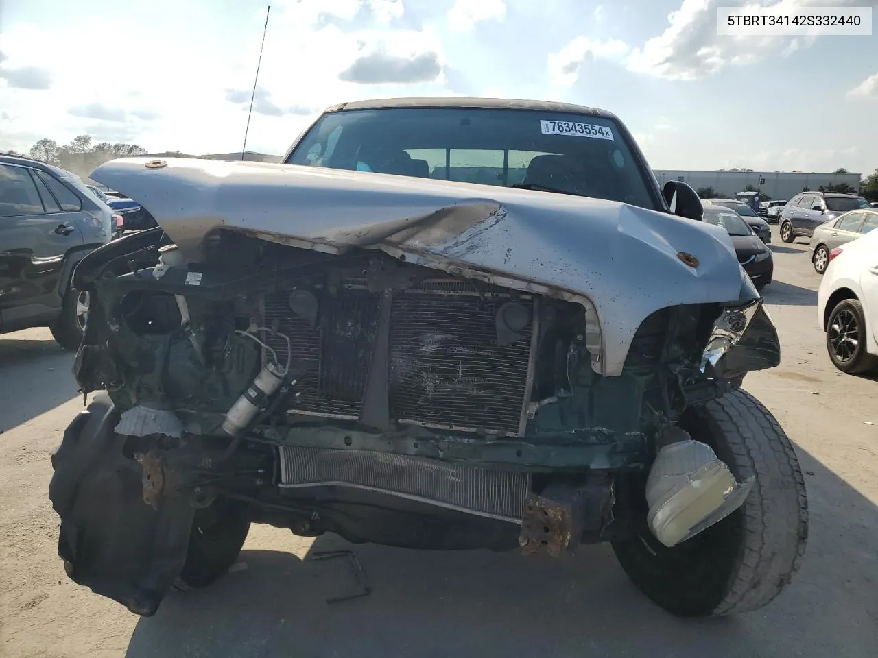 2002 Toyota Tundra Access Cab VIN: 5TBRT34142S332440 Lot: 76343554