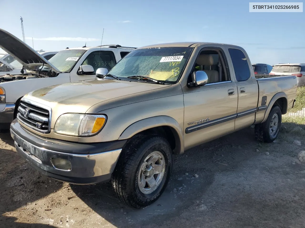 2002 Toyota Tundra Access Cab VIN: 5TBRT34102S266985 Lot: 77117034