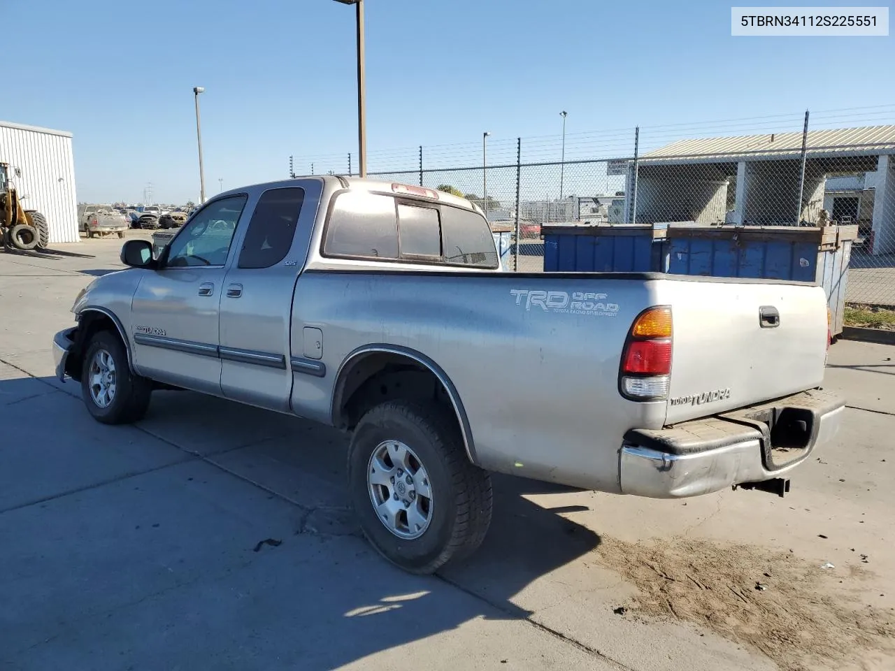 2002 Toyota Tundra Access Cab Sr5 VIN: 5TBRN34112S225551 Lot: 77410114