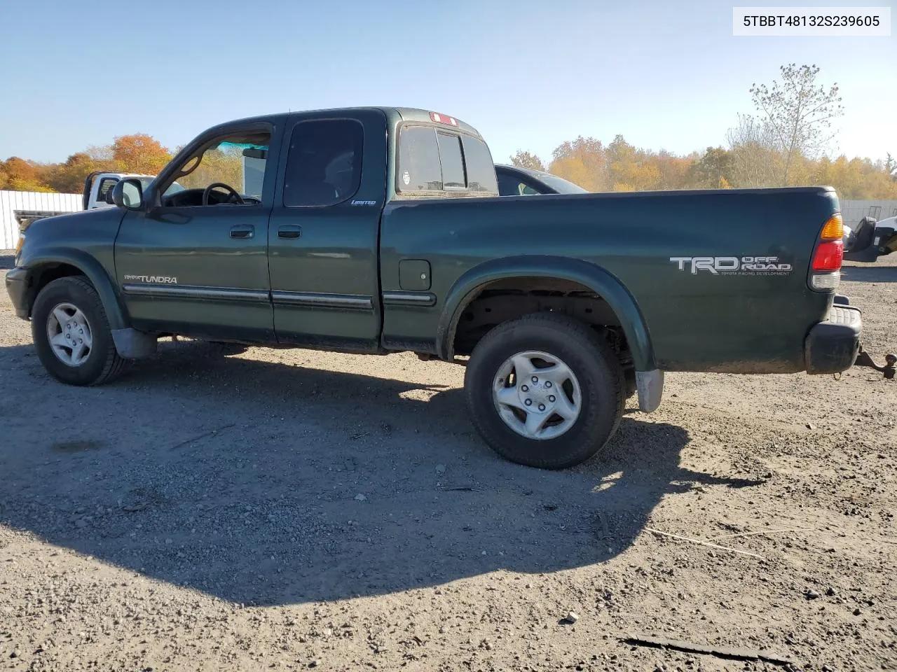 2002 Toyota Tundra Access Cab Limited VIN: 5TBBT48132S239605 Lot: 77658684