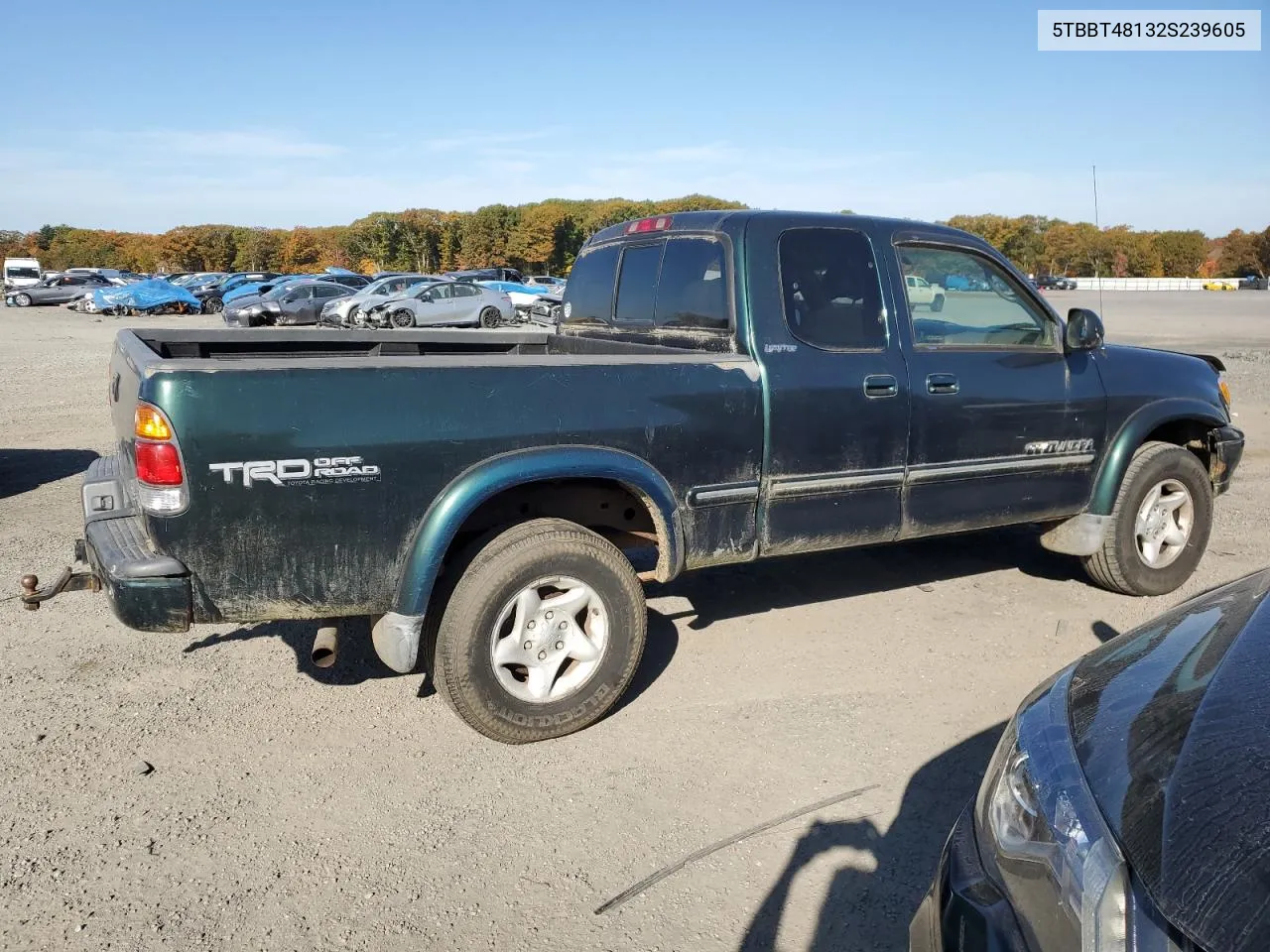 2002 Toyota Tundra Access Cab Limited VIN: 5TBBT48132S239605 Lot: 77658684