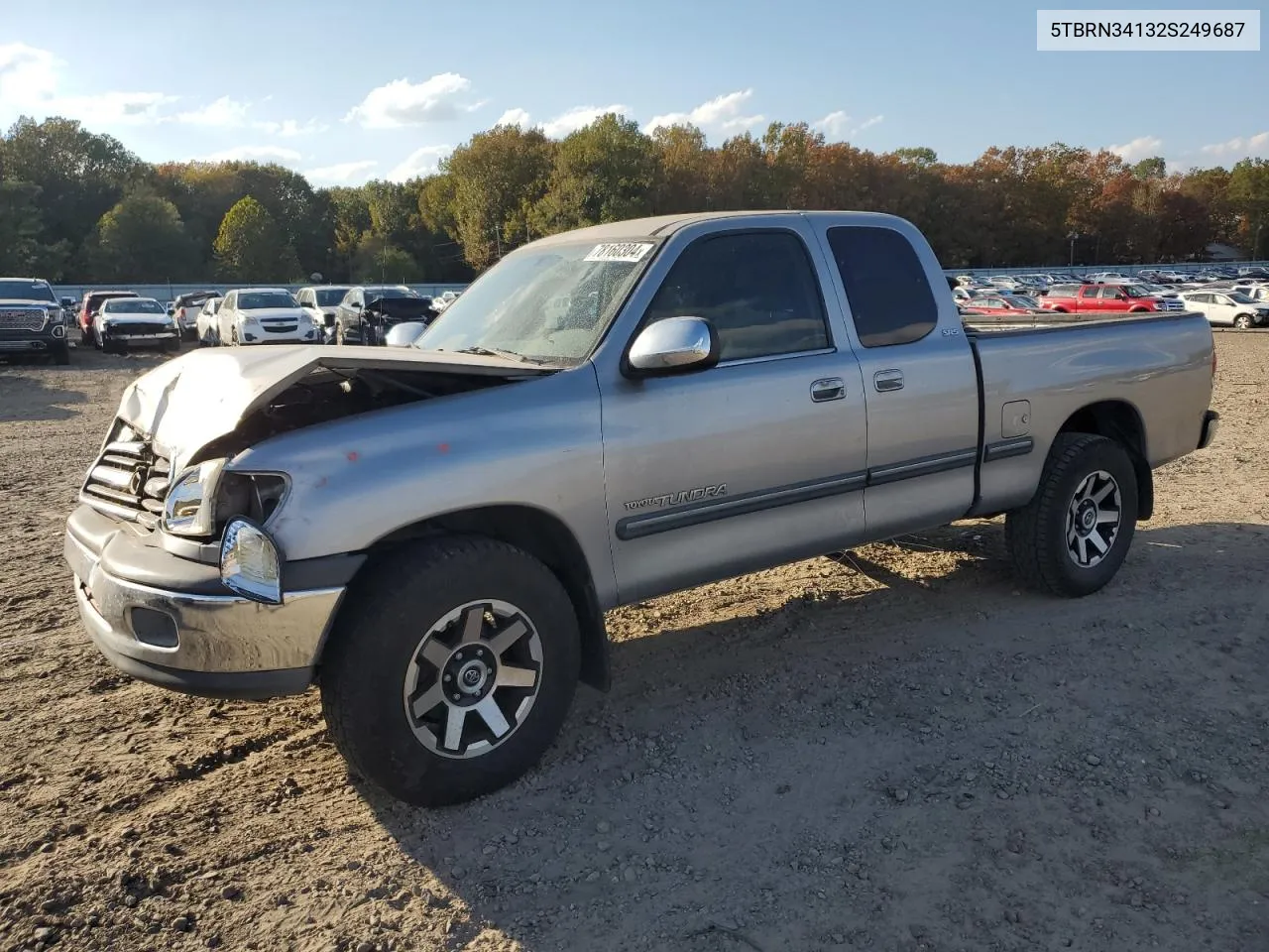 2002 Toyota Tundra Access Cab Sr5 VIN: 5TBRN34132S249687 Lot: 78160304