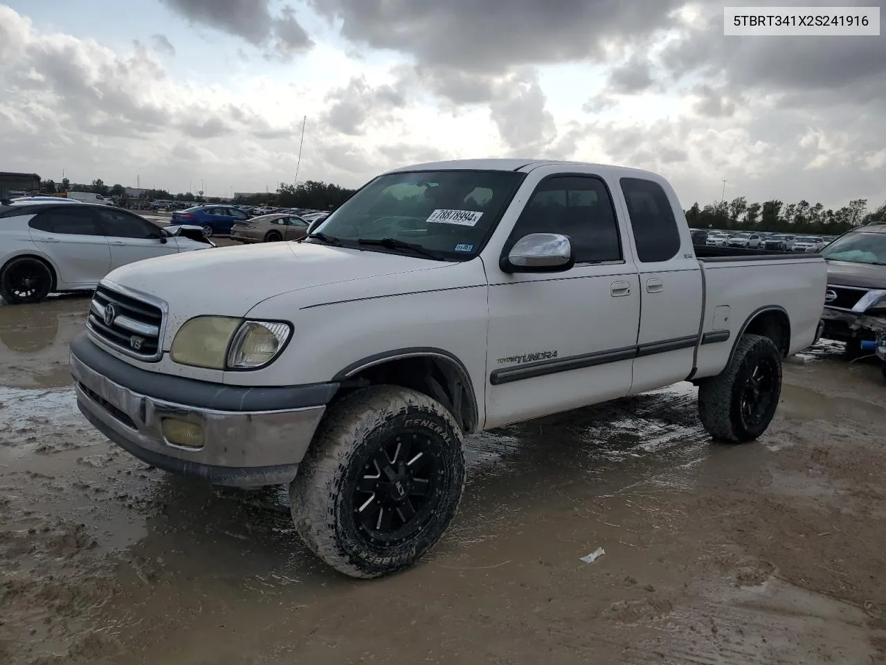 2002 Toyota Tundra Access Cab VIN: 5TBRT341X2S241916 Lot: 78878994