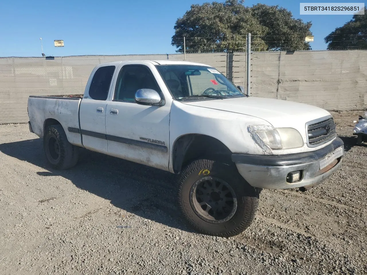 2002 Toyota Tundra Access Cab VIN: 5TBRT34182S296851 Lot: 79528124