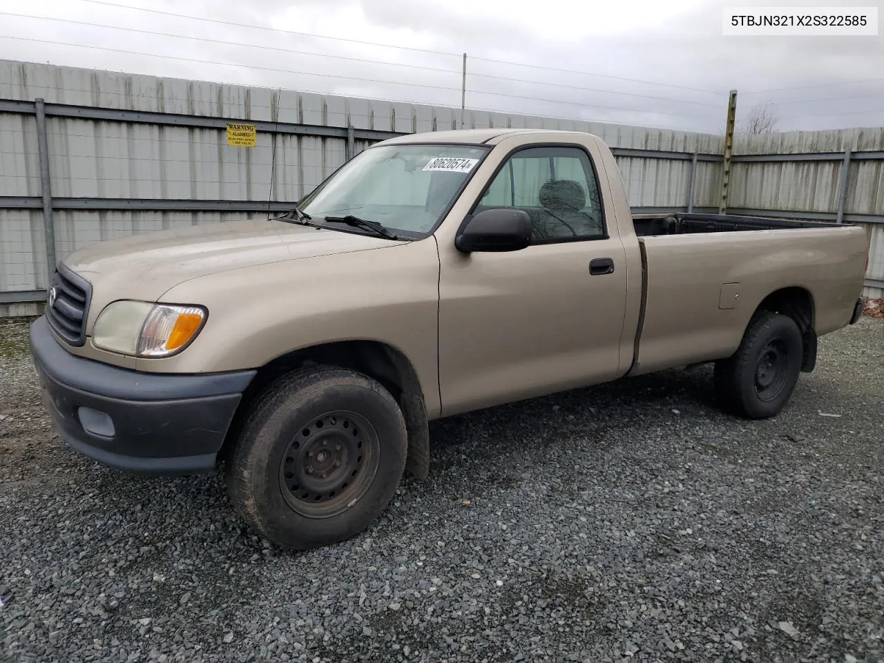 2002 Toyota Tundra VIN: 5TBJN321X2S322585 Lot: 80620574