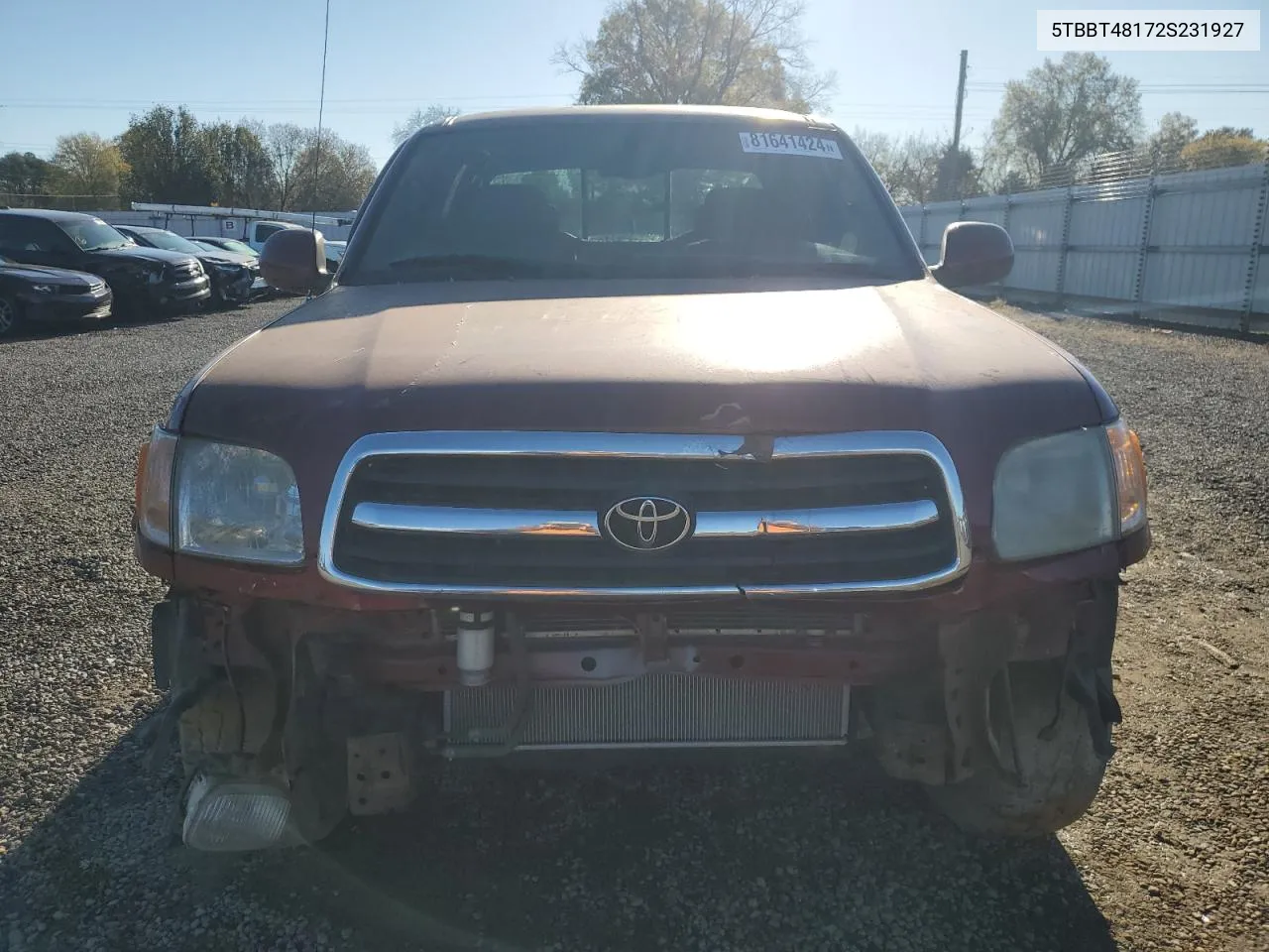 2002 Toyota Tundra Access Cab Limited VIN: 5TBBT48172S231927 Lot: 81641424