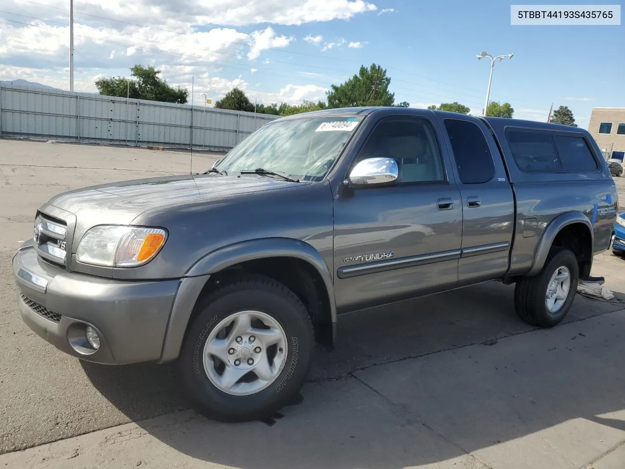 2003 Toyota Tundra Access Cab Sr5 VIN: 5TBBT44193S435765 Lot: 67740094