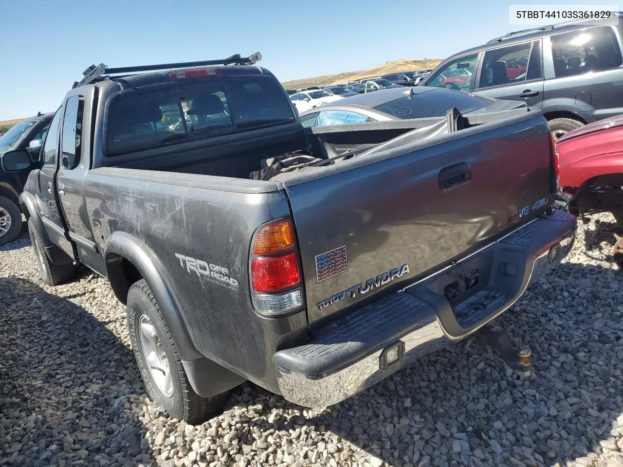 2003 Toyota Tundra Access Cab Sr5 VIN: 5TBBT44103S361829 Lot: 70148834