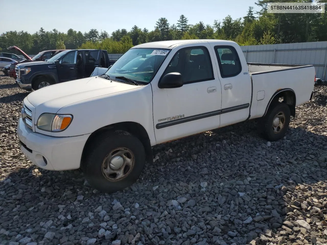 2003 Toyota Tundra Access Cab Sr5 VIN: 5TBBN44163S418884 Lot: 70211694