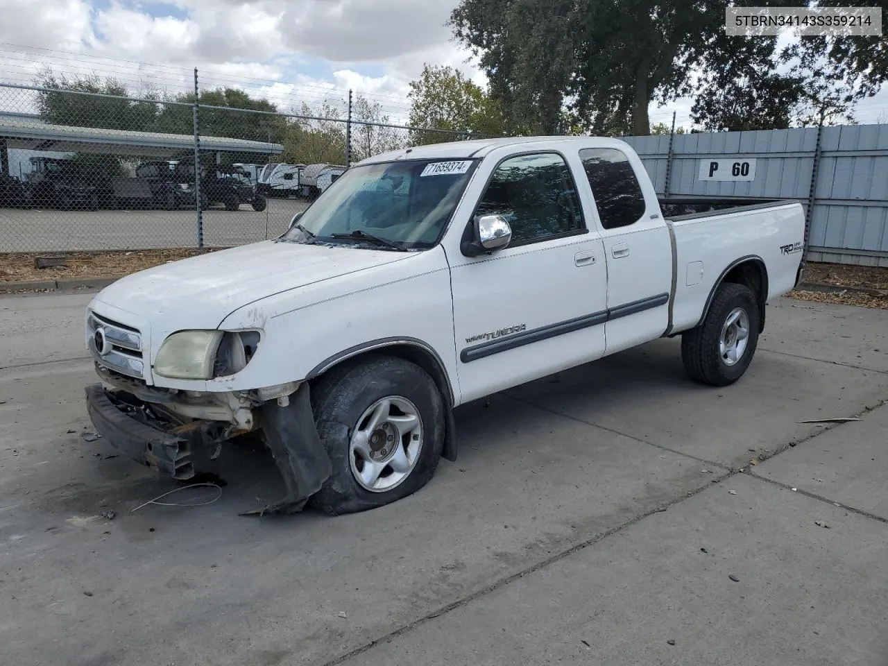 2003 Toyota Tundra Access Cab Sr5 VIN: 5TBRN34143S359214 Lot: 71659374