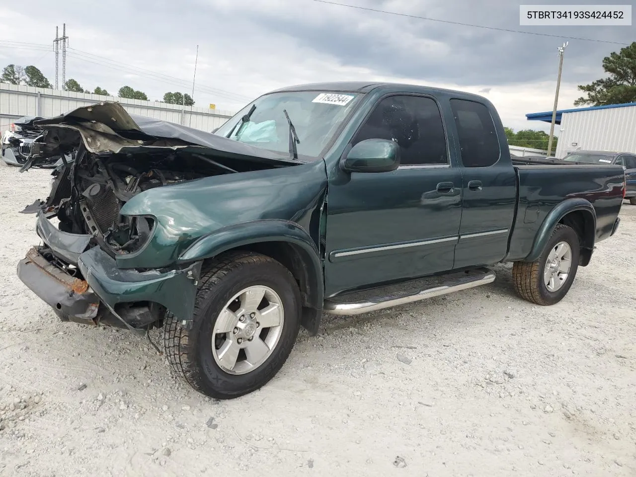 2003 Toyota Tundra Access Cab Sr5 VIN: 5TBRT34193S424452 Lot: 71922544