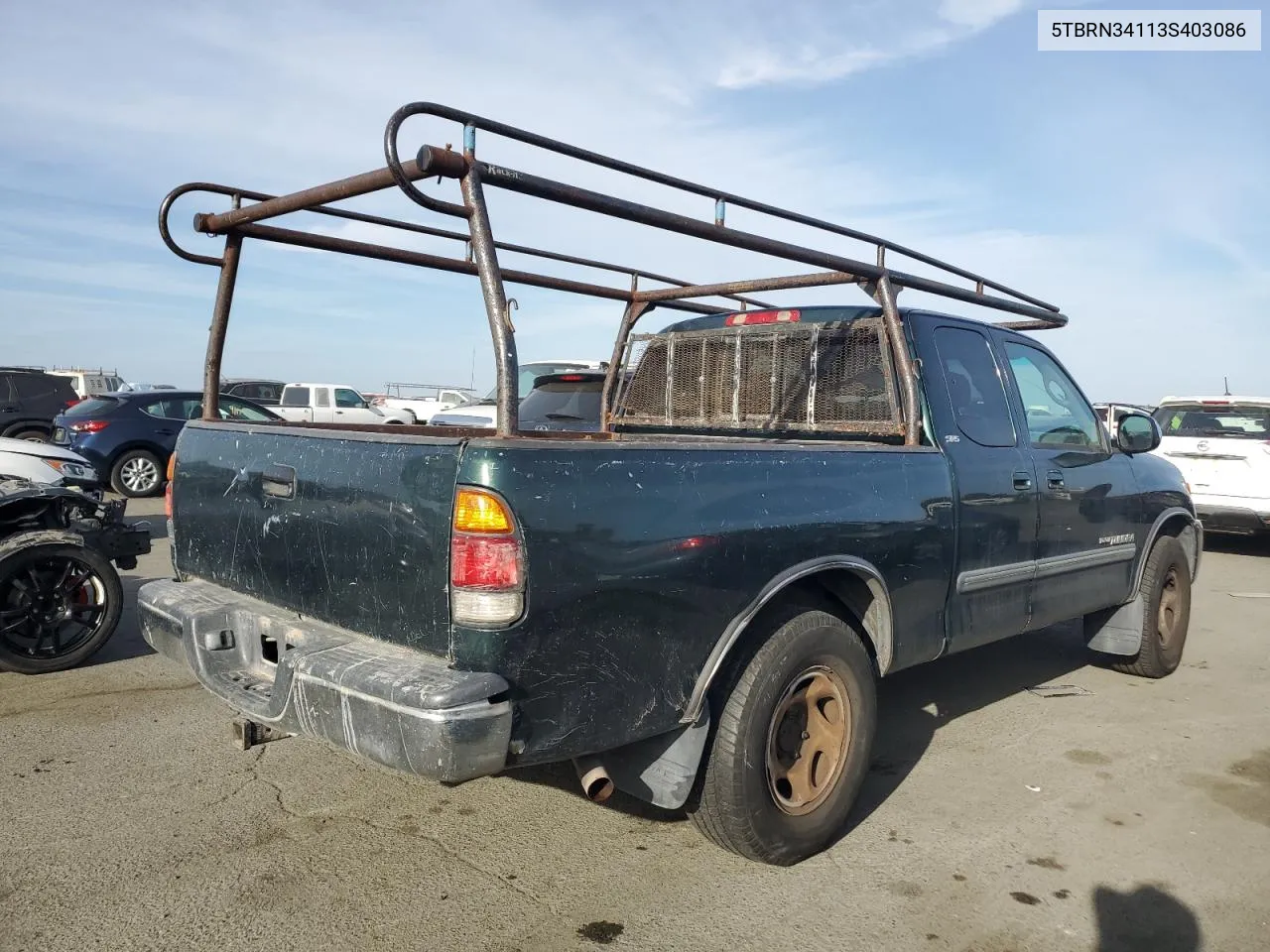 2003 Toyota Tundra Access Cab Sr5 VIN: 5TBRN34113S403086 Lot: 72217594