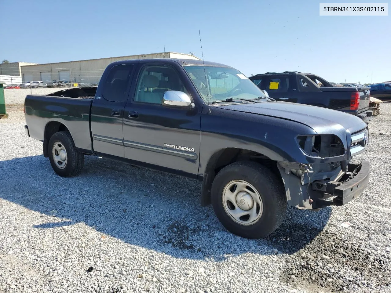 2003 Toyota Tundra Access Cab Sr5 VIN: 5TBRN341X3S402115 Lot: 72687034